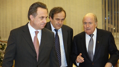 Виталий Мутко, Мишель Платини и Зепп Блаттер