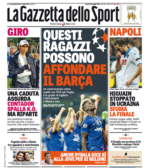 Главная страница газеты La Gazzetta dello Sport