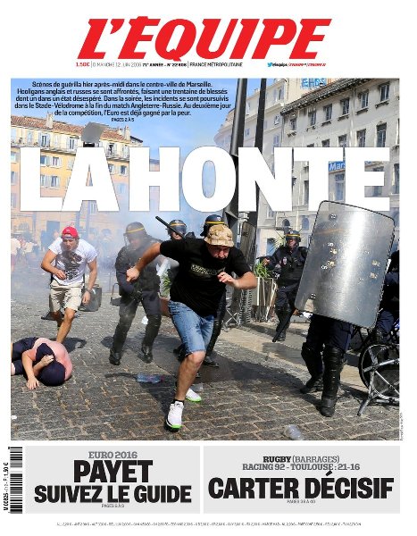 «Стыд». Первая полоса L'Equipe