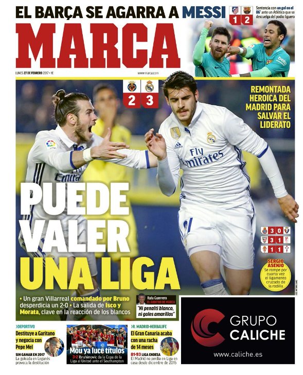 Первая полоса Marca посвящена матчам лидеров