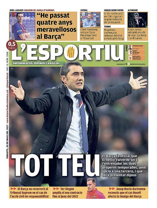 Первая полоса L'Esportiu