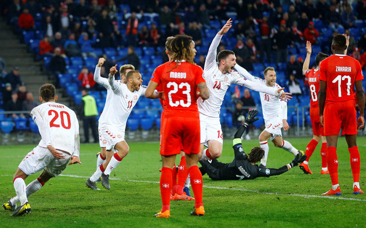 Дания спаслась в матче с Швейцарией