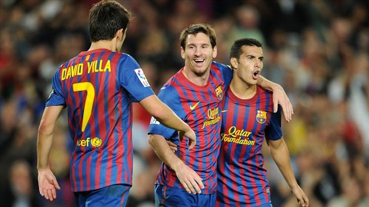 Давид Вилья, Лионель Месси и Педро