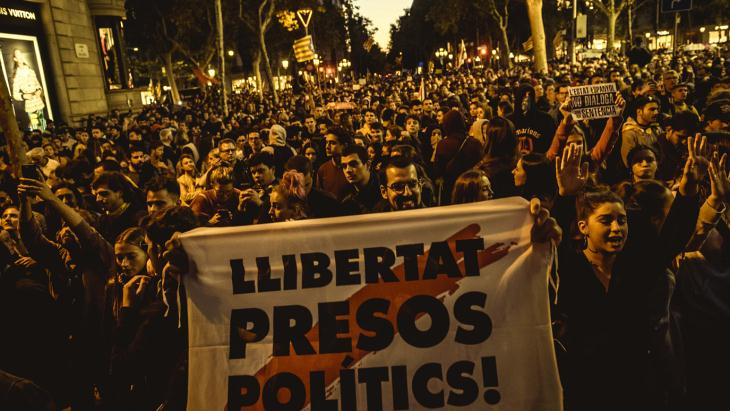 Акция протеста в Барселоне