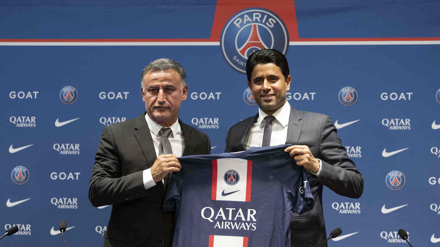 Кристоф Гальтье и президент «ПСЖ» Нассер Аль-Хелайфи