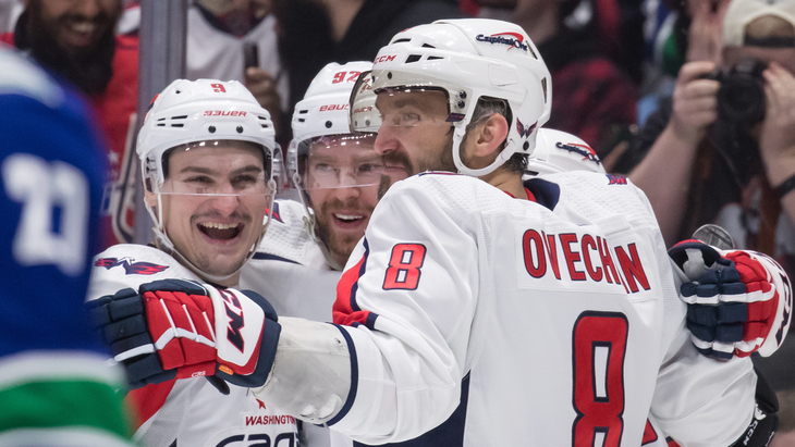 Евгений Кузнецов, Александр Овечкин и Дмитрий Орлов