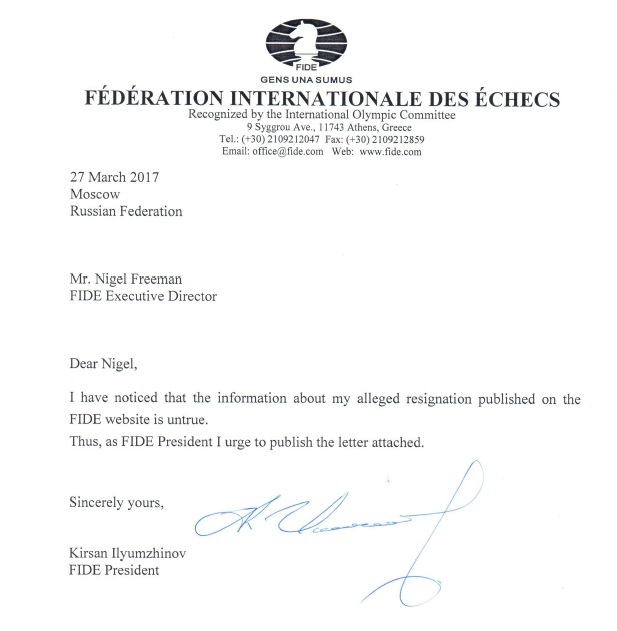 Письмо Илюмжинова Фримену