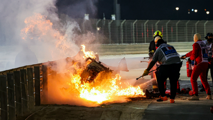 Авария Грожана вызвала приостановку гонки