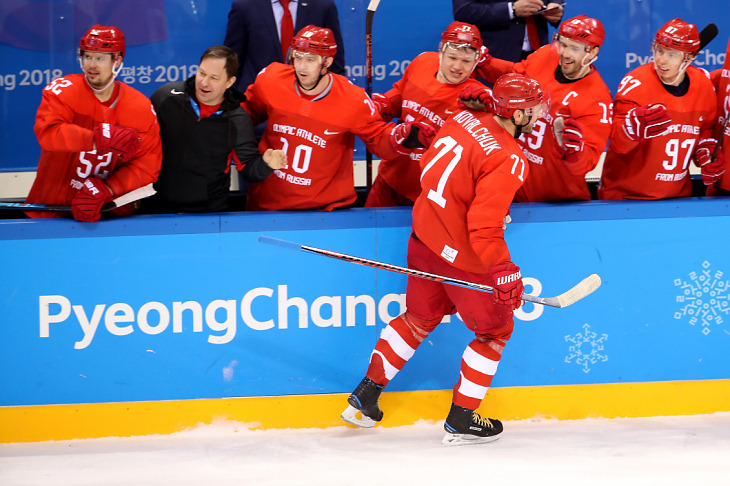 Илья Ковальчук после забитой шайбы