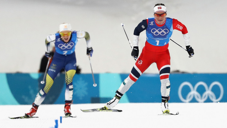 Марит Бьорген на финише