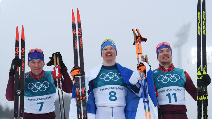 Александр Большунов, Ийво Нисканен и Андрей Ларьков Александр Большунов, Ийво Нисканен и Андрей Ларьков