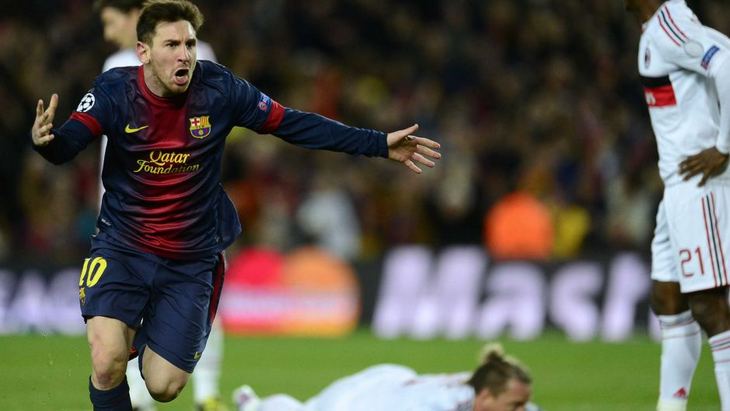 Месси радуется голу в ворота «Милана», март 2013