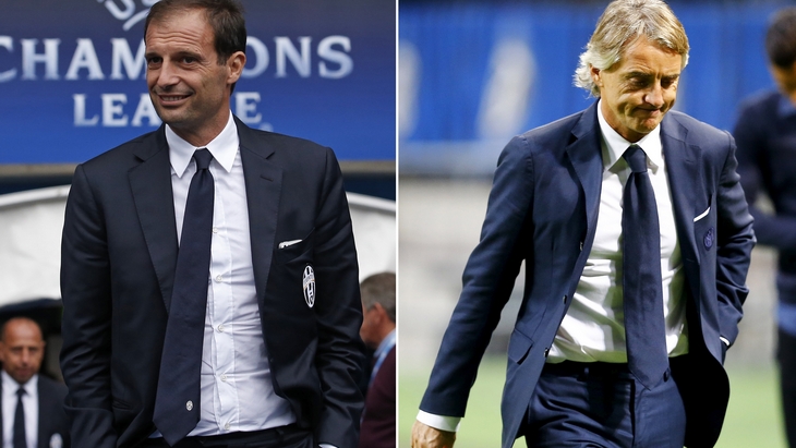 Аллегри (слева) и Манчини выведут свои команды на «всеитальянское дерби»