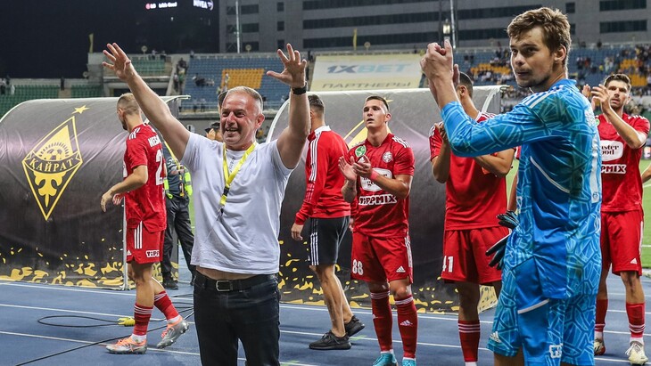 Фрагмент матча «Кайрат» — «Кишварда»